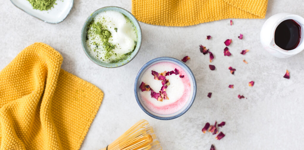 Matcha latte & Pink latte
