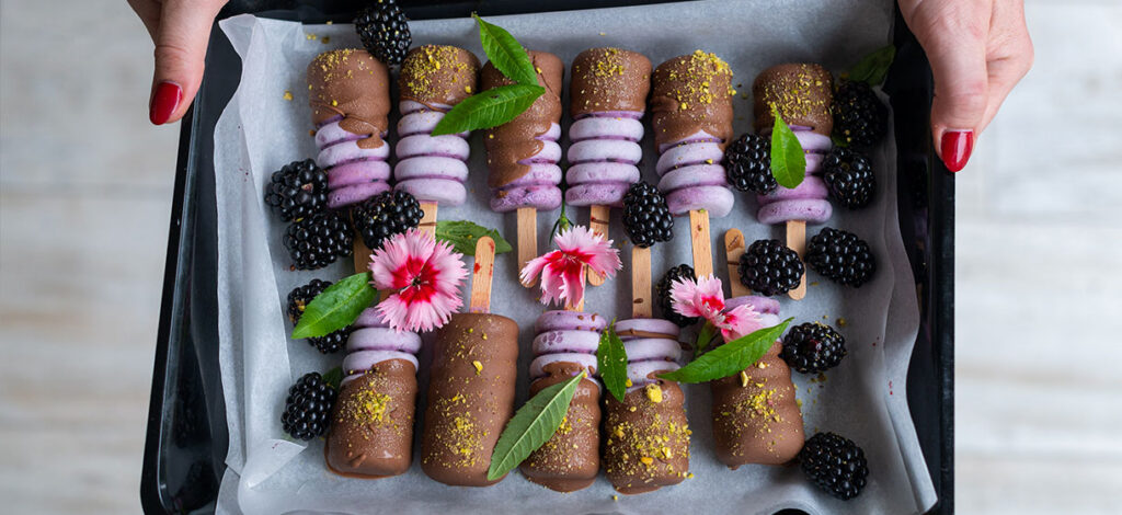 Bâtonnets de glace coco mûres